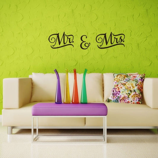 New Hot   4 Colors Mr and Mrs Home Decor Wallpapers Vinyl Wall Stickers Decal Living Room Bedroom Couple's Room Decoration Posters