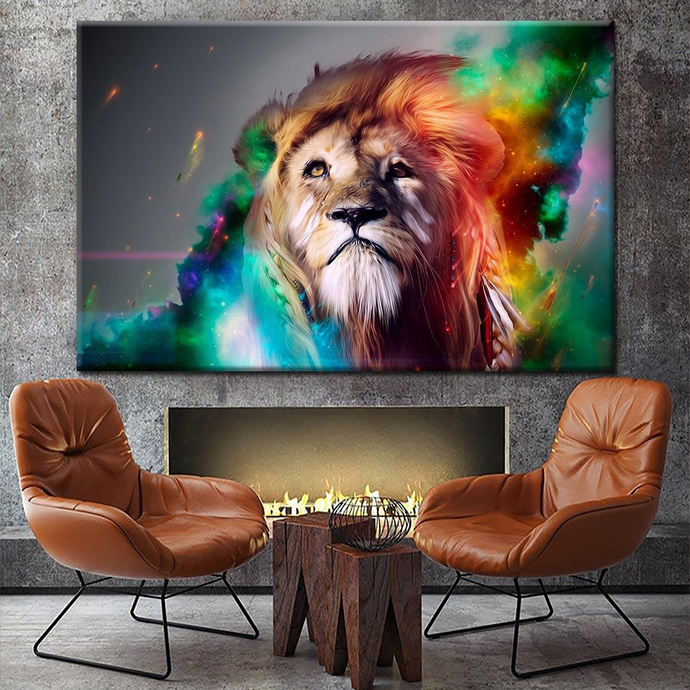 Fashion Frameless Colorful Lion Animals Abstract Painting