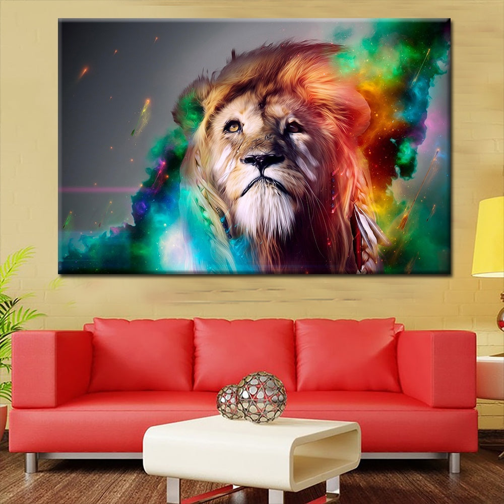 Fashion Frameless Colorful Lion Animals Abstract Painting