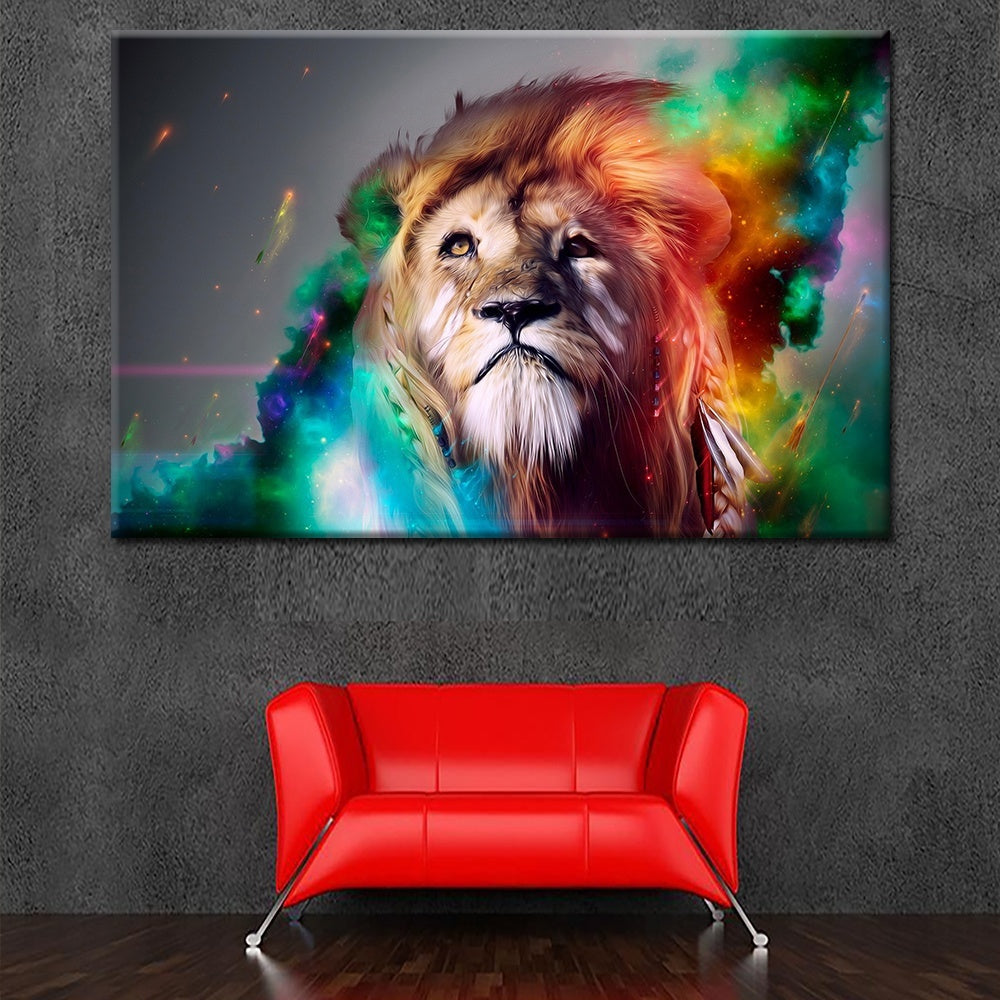 Fashion Frameless Colorful Lion Animals Abstract Painting
