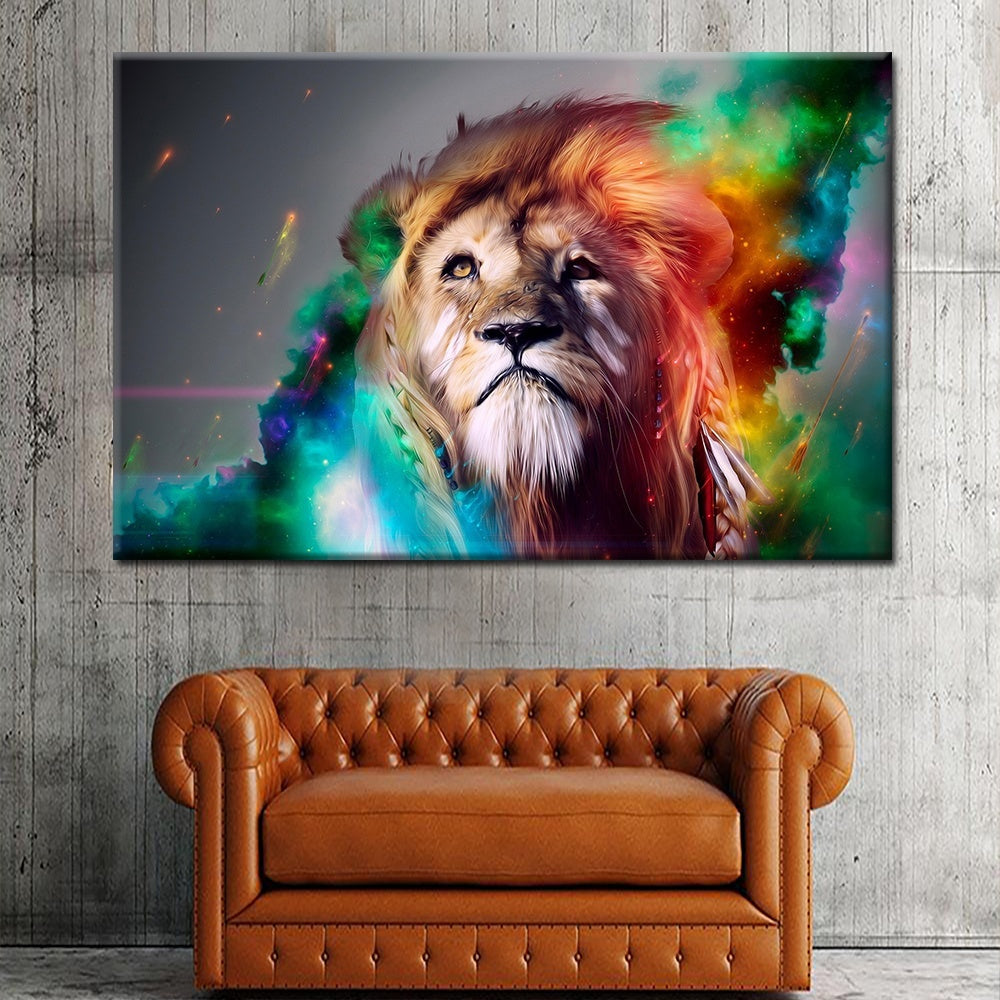 Fashion Frameless Colorful Lion Animals Abstract Painting