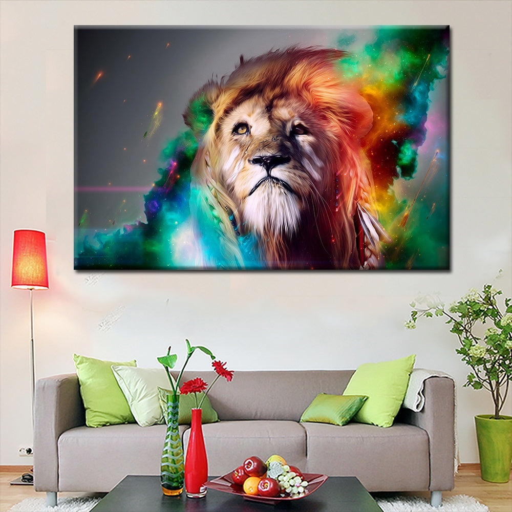 Fashion Frameless Colorful Lion Animals Abstract Painting