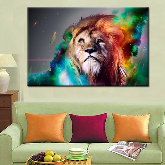 Fashion Frameless Colorful Lion Animals Abstract Painting