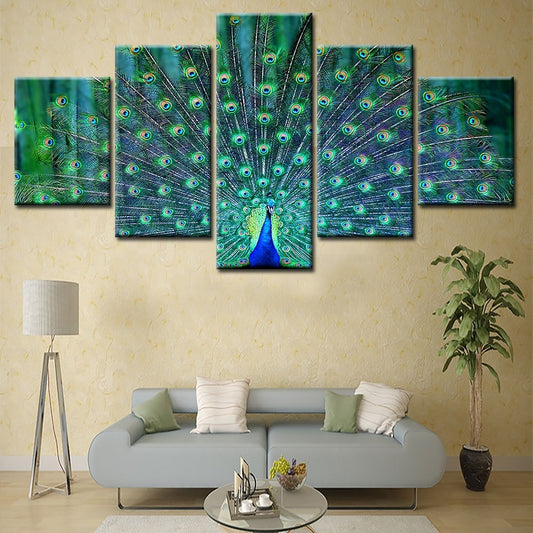 Fashion High Quality 5 Pcs Canvas Wall Art Peacock Oil Painting By Number Decorate Home Living Room Animal Picture Cuadros Decoracion (Unframed)