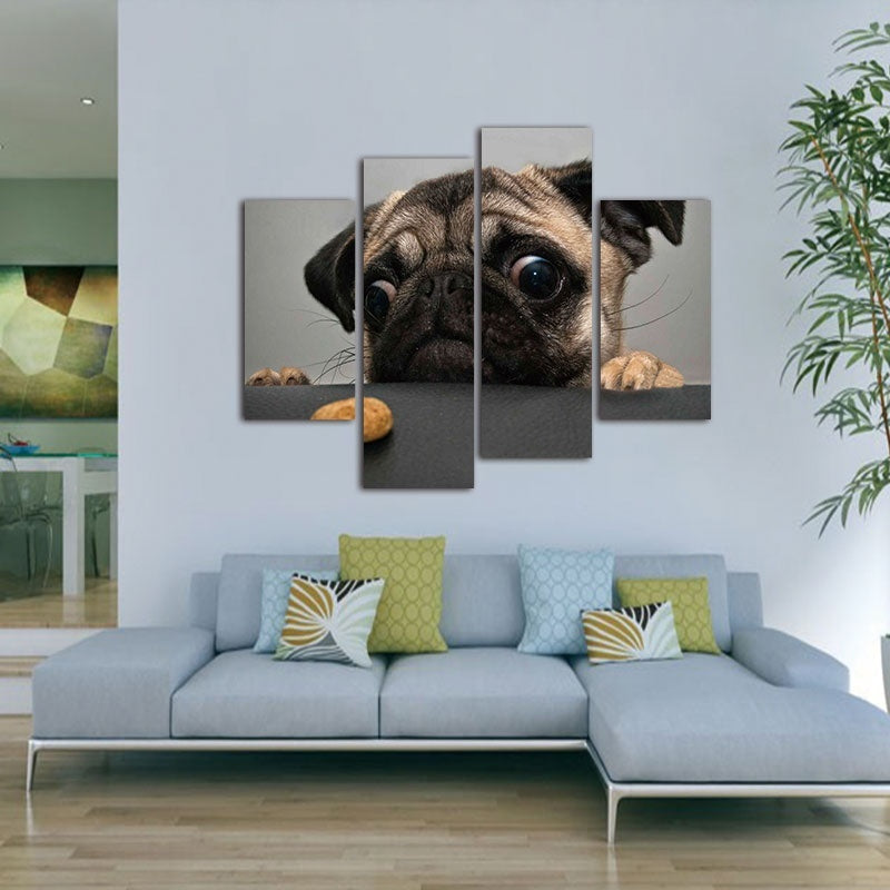 2018 NEW picture animal Wall Art Painting canvas painting poster Crazy Pug Prints On Canvas The Picture Animal Pictures