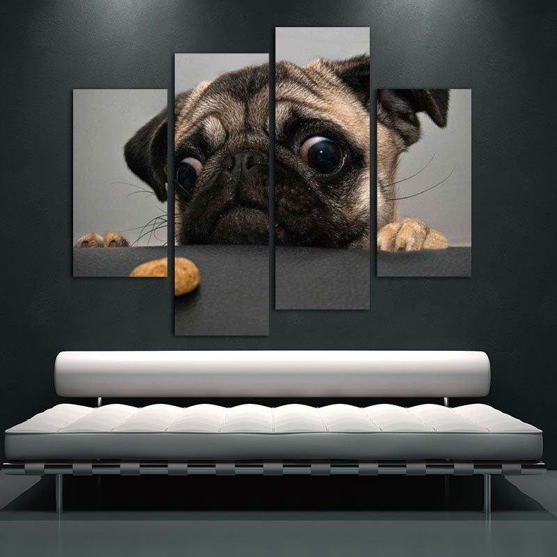 2018 NEW picture animal Wall Art Painting canvas painting poster Crazy Pug Prints On Canvas The Picture Animal Pictures