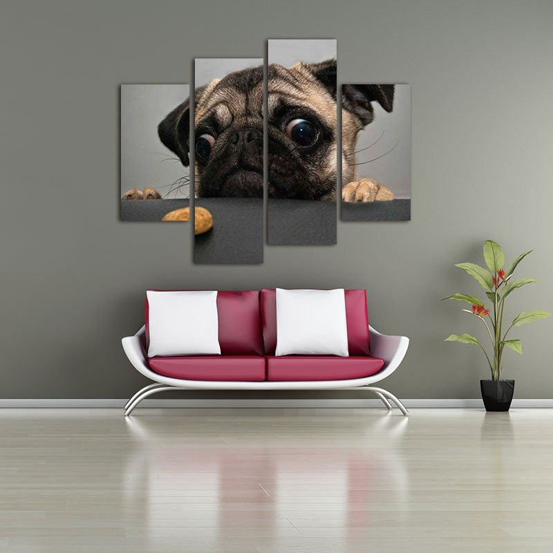 2018 NEW picture animal Wall Art Painting canvas painting poster Crazy Pug Prints On Canvas The Picture Animal Pictures