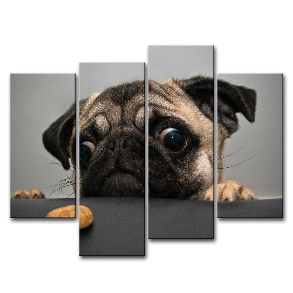 2018 NEW picture animal Wall Art Painting canvas painting poster Crazy Pug Prints On Canvas The Picture Animal Pictures