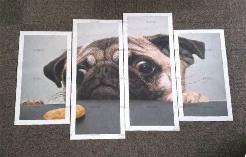 2018 NEW picture animal Wall Art Painting canvas painting poster Crazy Pug Prints On Canvas The Picture Animal Pictures