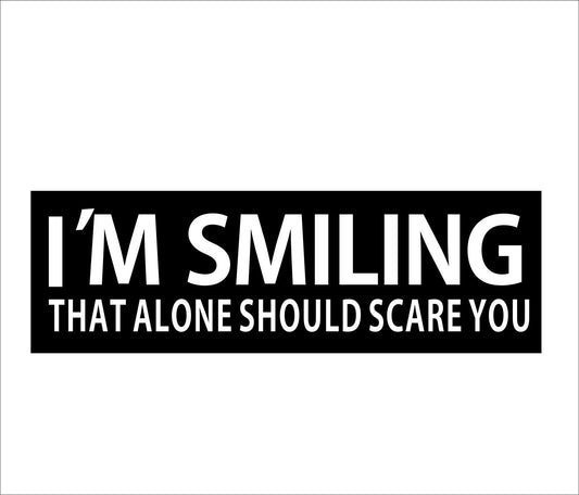 New Brand I'M Smiling Cute Hard Hat Stickers Decals Labels Tool Lunch Box Helmet Vinyl Decal Car Decor Waterproof (Size: 70mm by 22mm)