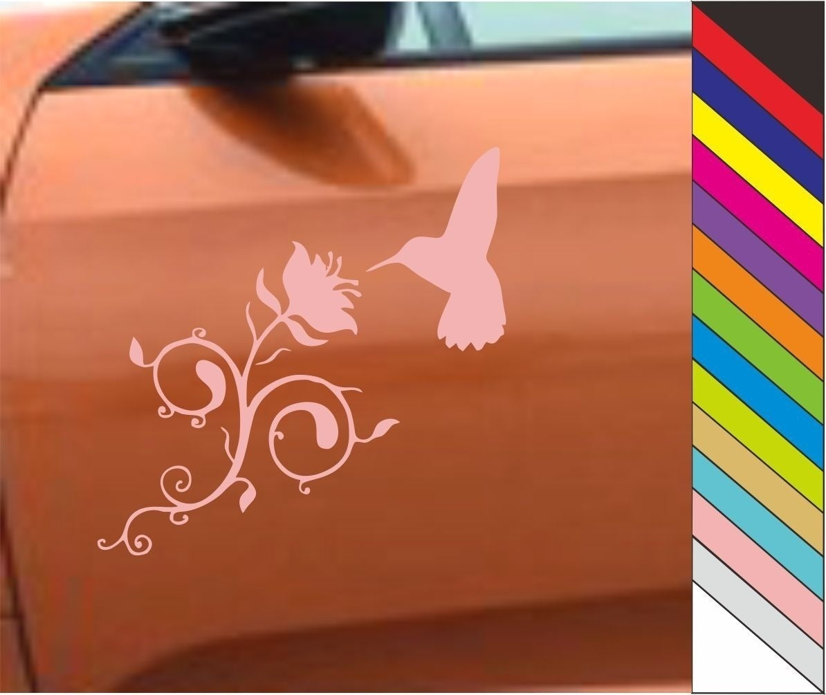 2018 NEW Beautiful Flower Hummingbird Funny Car Decal Removable Trcuk Laptop Sticker