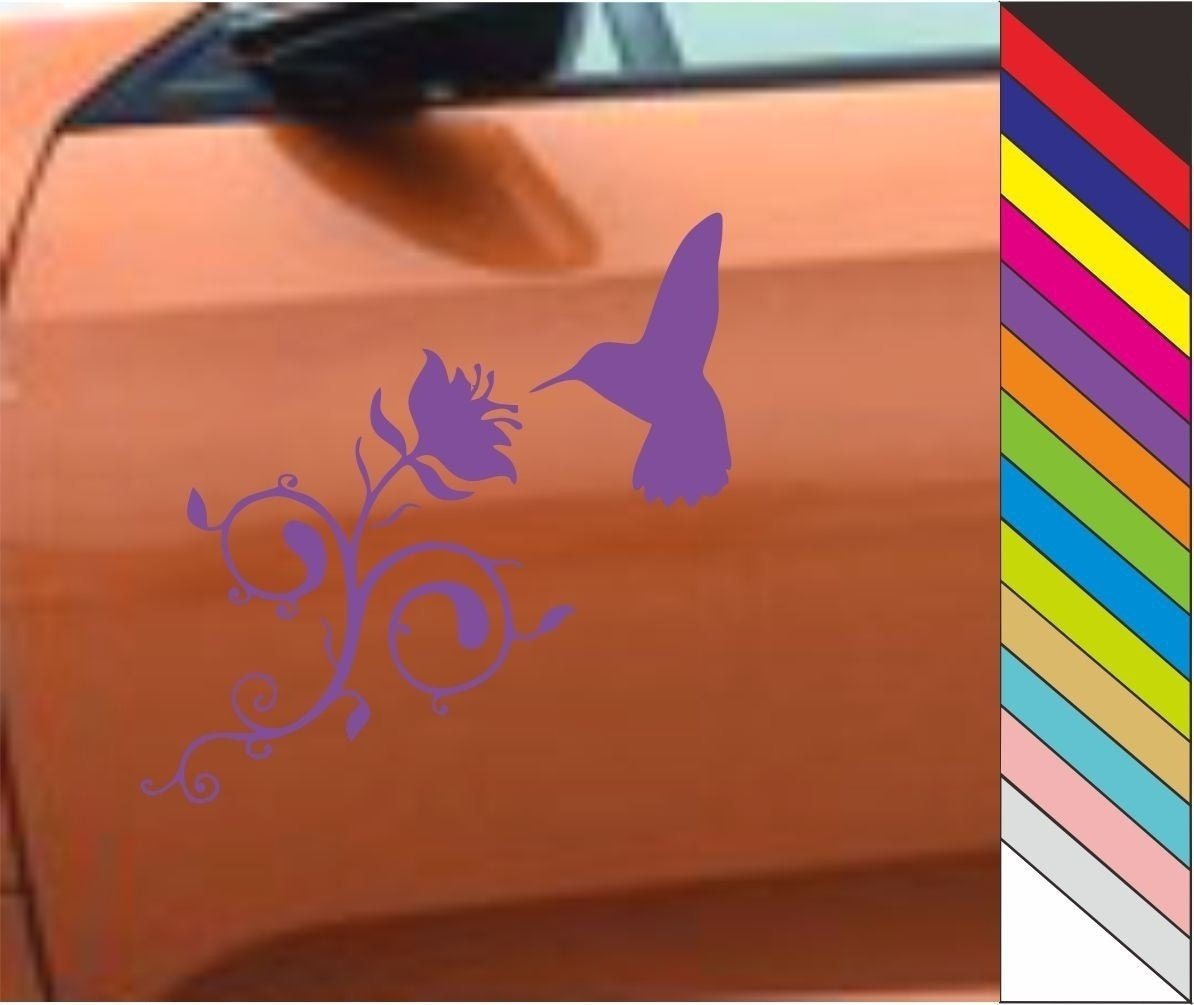 2018 NEW Beautiful Flower Hummingbird Funny Car Decal Removable Trcuk Laptop Sticker