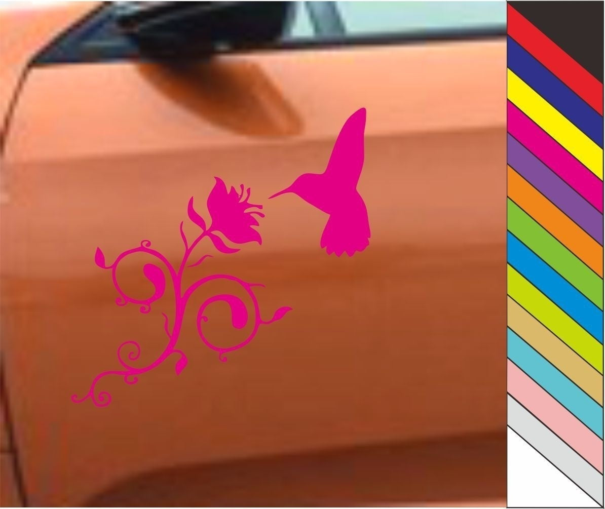2018 NEW Beautiful Flower Hummingbird Funny Car Decal Removable Trcuk Laptop Sticker