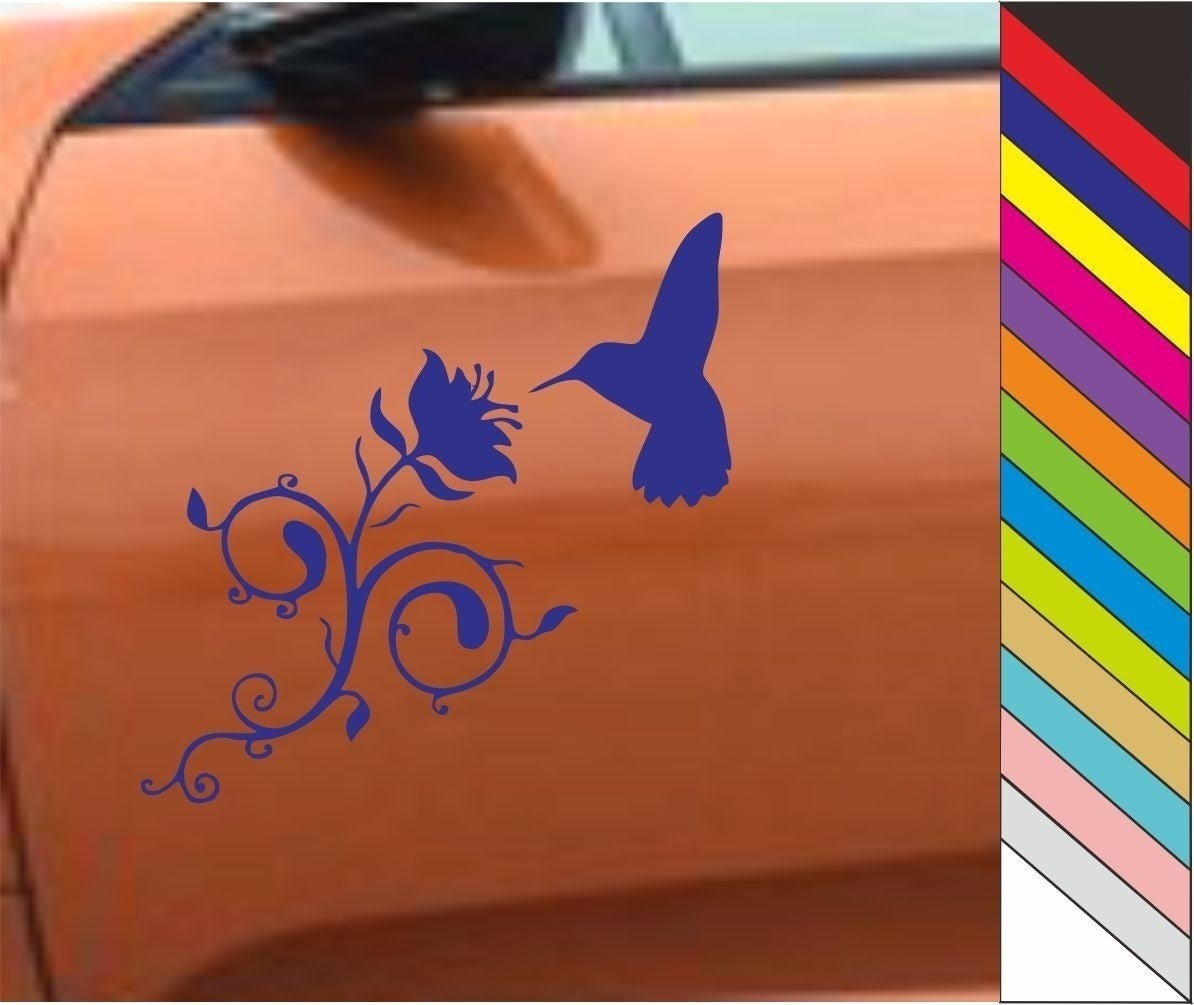 2018 NEW Beautiful Flower Hummingbird Funny Car Decal Removable Trcuk Laptop Sticker