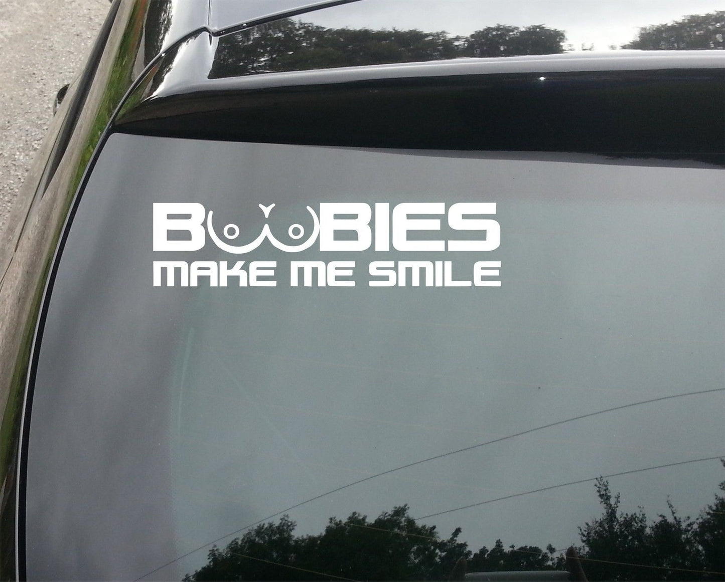 Hot Boobies Make Me Smile Funny Car Sticker Decal ()