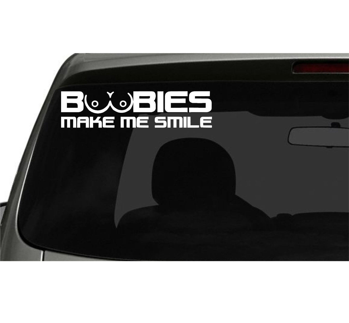 Hot Boobies Make Me Smile Funny Car Sticker Decal ()