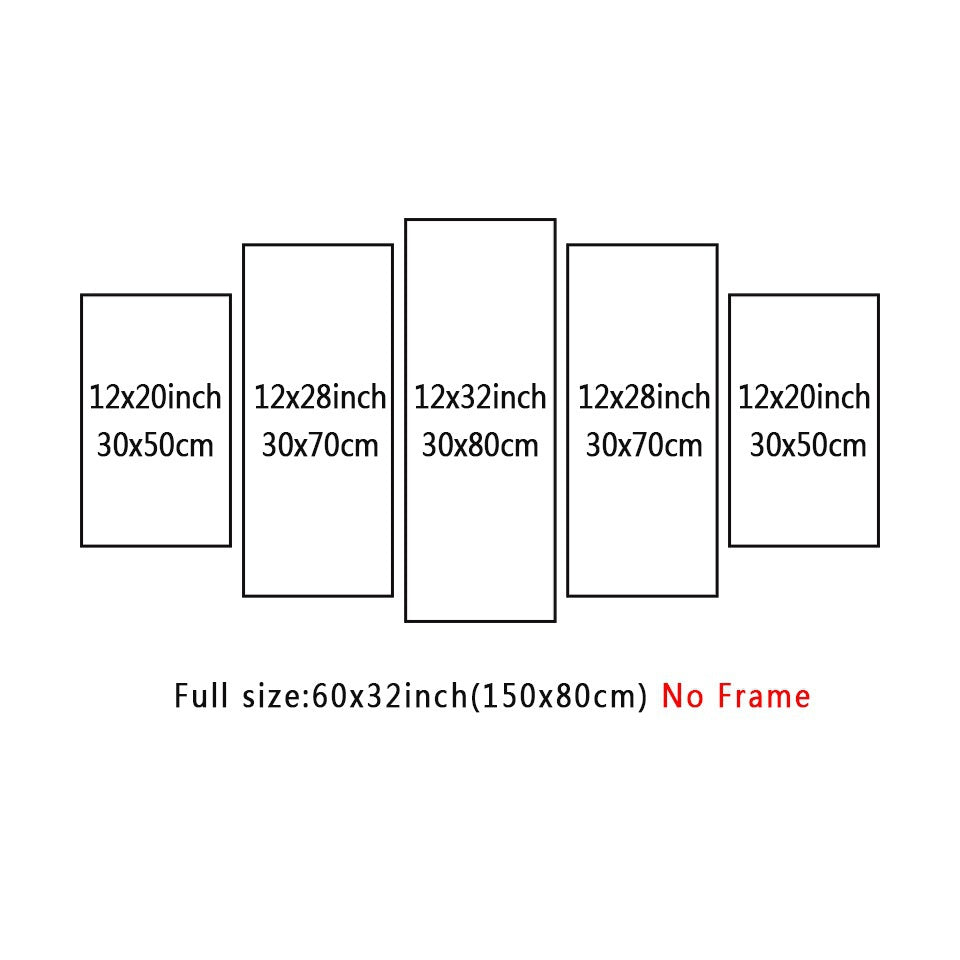 New Hot Wall Pictures For Living Room Nordic Decor 5 Panel Kaaba Building  Wall Art Canvas Painting Cuadros Picture Poster