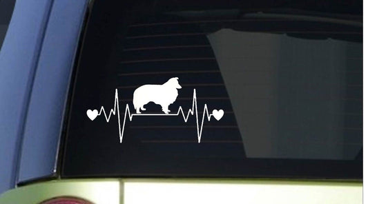 2018 NEW   Sheltie heartbeat lifeline  8" wide Sticker decal shetland sheepdog Car Sticker