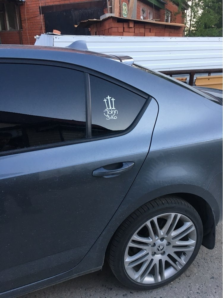 7.7CM*12.2CM 3 Crosses With John 3:16 Christian Jesus Car Stickers Car Styling And Accessories