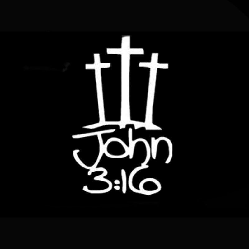 7.7CM*12.2CM 3 Crosses With John 3:16 Christian Jesus Car Stickers Car Styling And Accessories