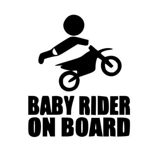 2018 NEW   12.8CM*15.2CM Baby Dirtbike Sticker Baby On Board In Car Safety Sign Car Stickers And Decals