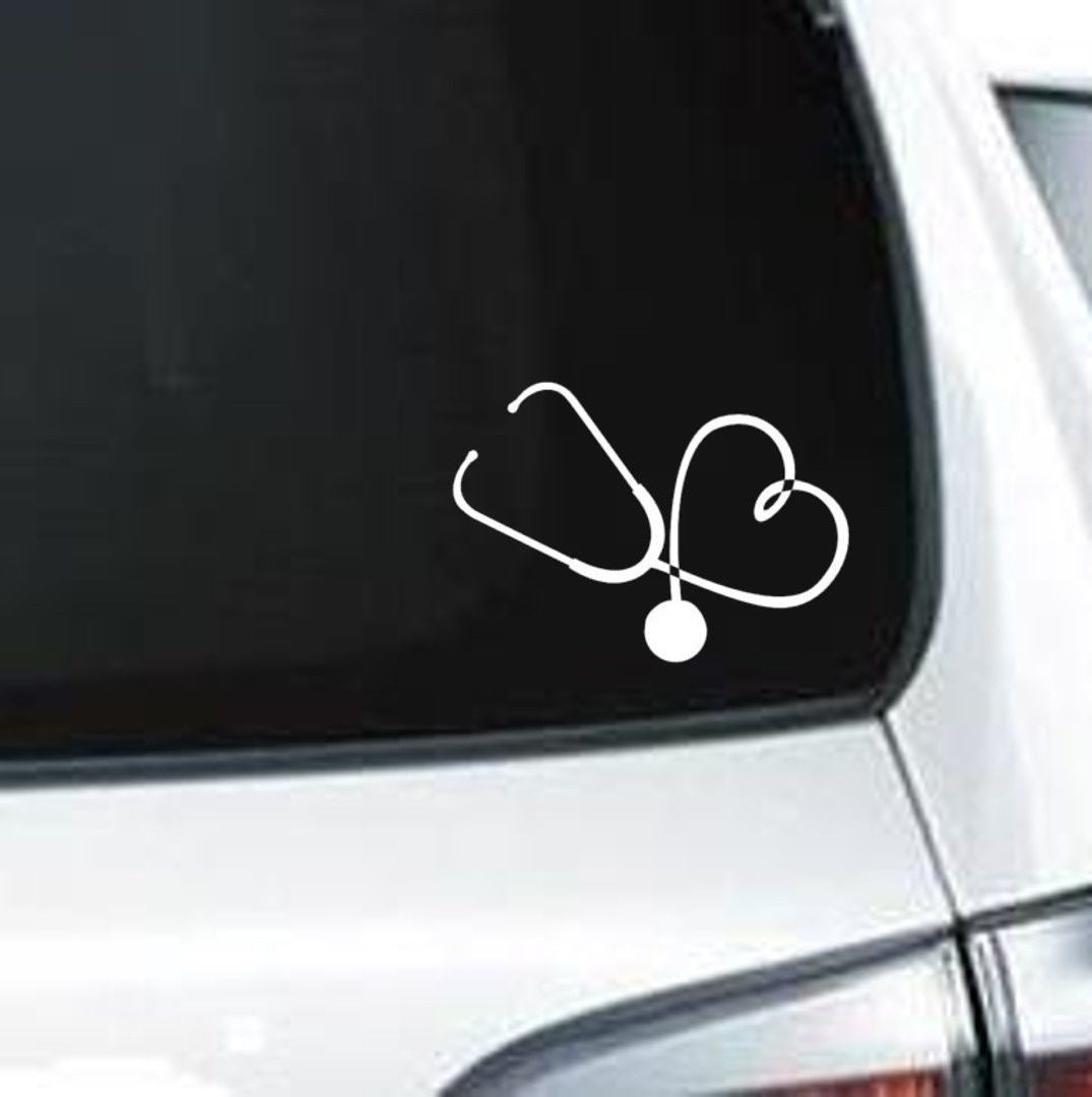 New Hot   Nurse Doctor Stethoscope Heart Love Vinyl Decal Laptop Car Sticker (Color: White)