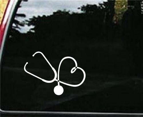 New Hot   Nurse Doctor Stethoscope Heart Love Vinyl Decal Laptop Car Sticker (Color: White)