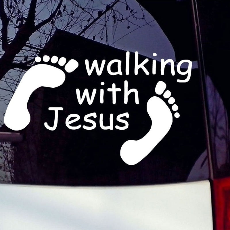 Walking With Jesus Laptop Vinyl Sticker Notebook Styling Decal Computer Decor