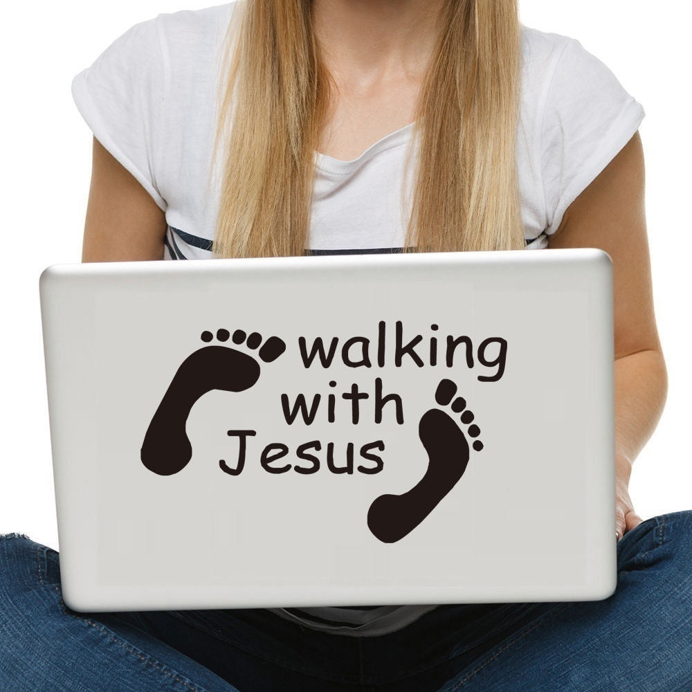 Walking With Jesus Laptop Vinyl Sticker Notebook Styling Decal Computer Decor