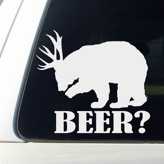 Funny Wall Car Suv Truck Window Bumper Hunting Drink Bear+Deer=Beer? Vinyl  Decal Sticker