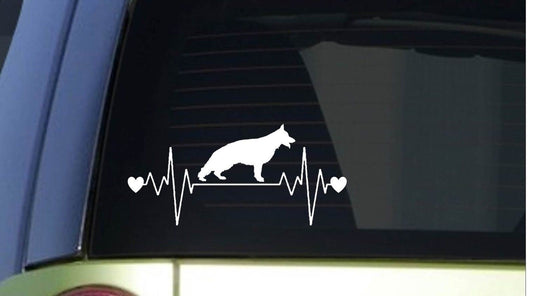 New Hot  German Shepherd heartbeat lifeline  8" wide Sticker decal gsd schutzhund Car Sticker