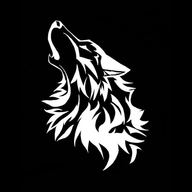 Fashion   12.8*17.8CM Cute Intoxicated Howling Wolf  Car Sticker Vinyl Car Bumper Decal Black/Silver S1-2317