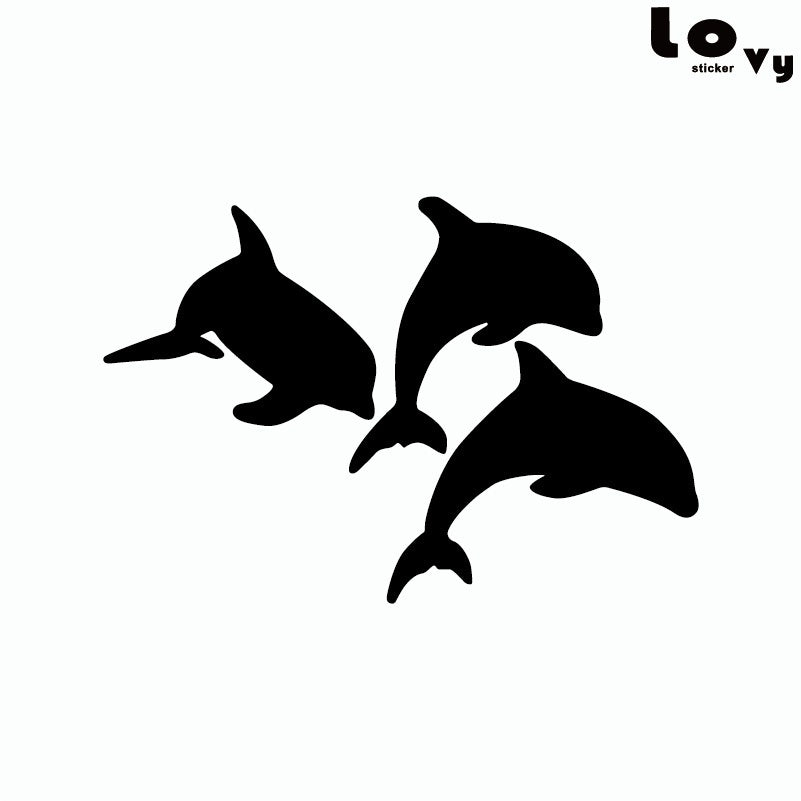 Dolphins Jump Out Of The Water Vinyl Car Sticker Creative Cartoon Animal Car Decal laptop