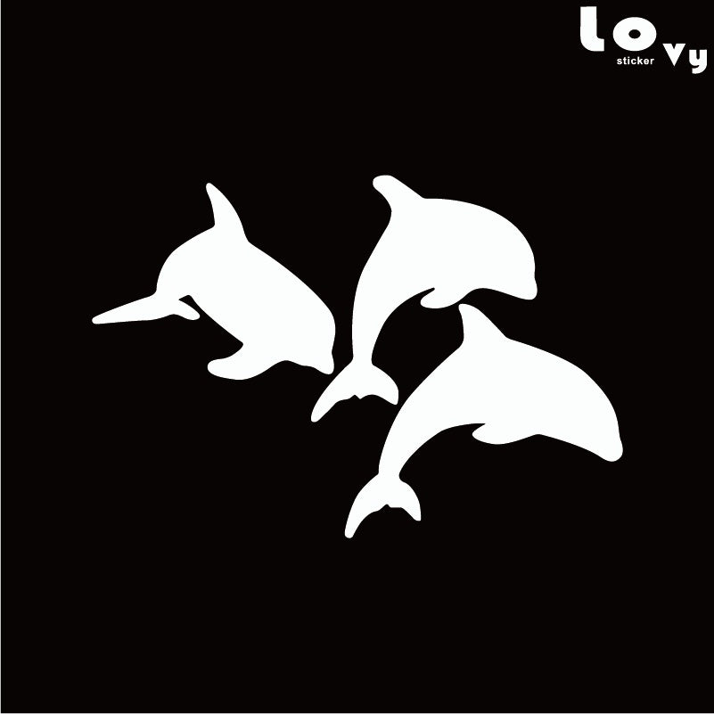 Dolphins Jump Out Of The Water Vinyl Car Sticker Creative Cartoon Animal Car Decal laptop