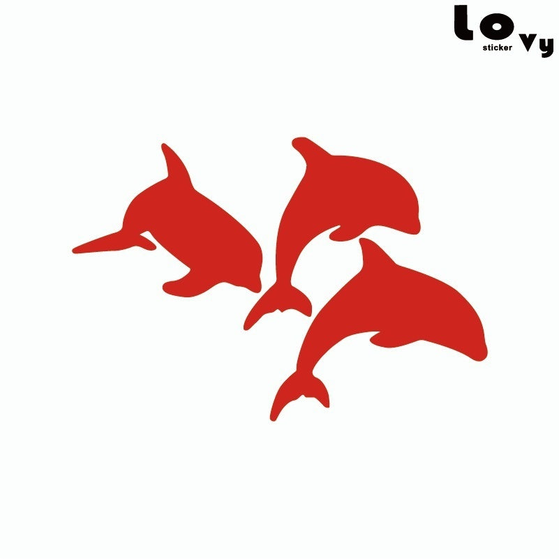 Dolphins Jump Out Of The Water Vinyl Car Sticker Creative Cartoon Animal Car Decal laptop