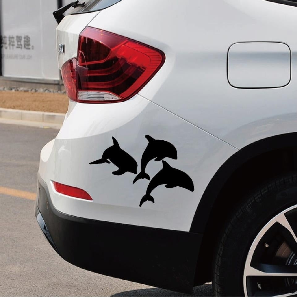 Dolphins Jump Out Of The Water Vinyl Car Sticker Creative Cartoon Animal Car Decal laptop