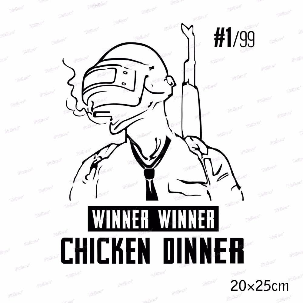 1PC 25*20cm PUBG Playerunknown's Battlegrounds Winner Winner Chicken Dinner Car Stickers Vinyl Decals Car Styling Accessories