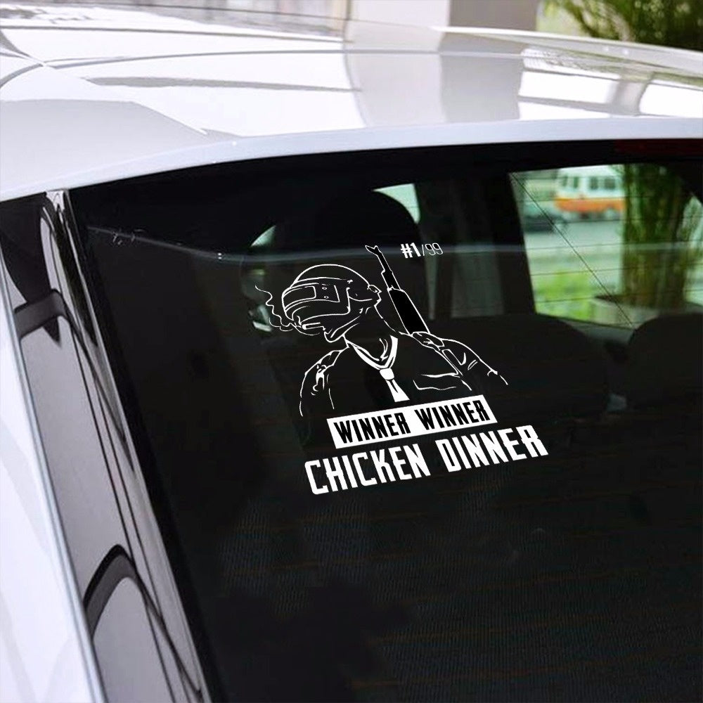 1PC 25*20cm PUBG Playerunknown's Battlegrounds Winner Winner Chicken Dinner Car Stickers Vinyl Decals Car Styling Accessories