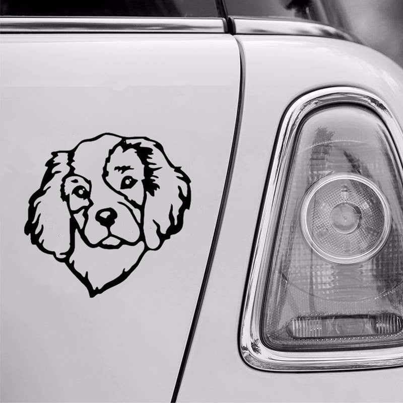 Fashion  12.7*12.7cm Cavalier King Charles Spaniel Dog Pets Vinyl Decal Window Decorative Car Stickers 6 Colors