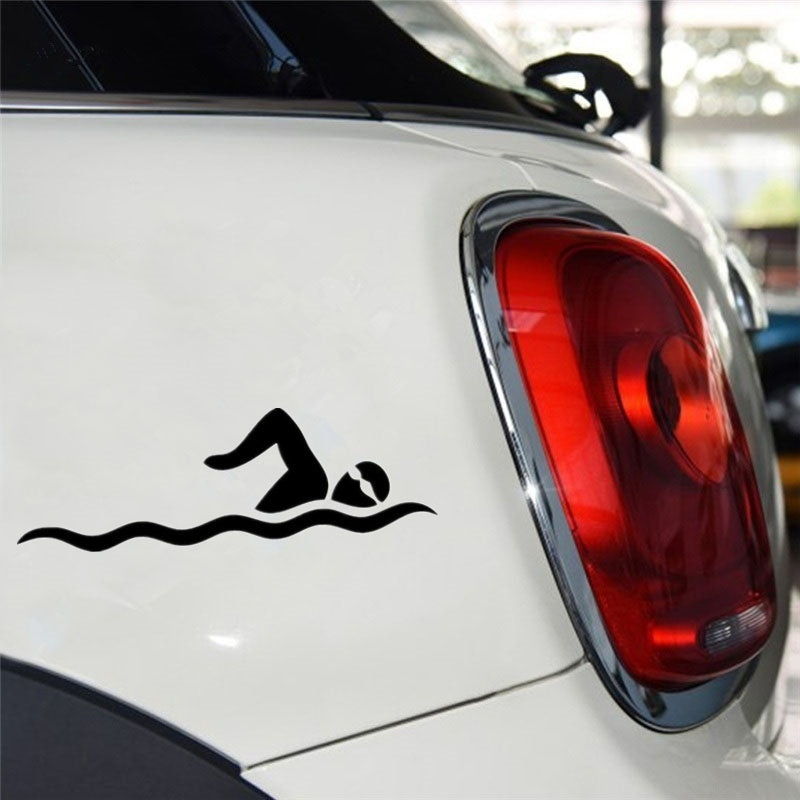 New Fashion  14.5cm*5cm Funny Diving Sport Swimming Car Sticker  Decoration Waterproof Vinyl Decal Car Accessories Decals / Stickers