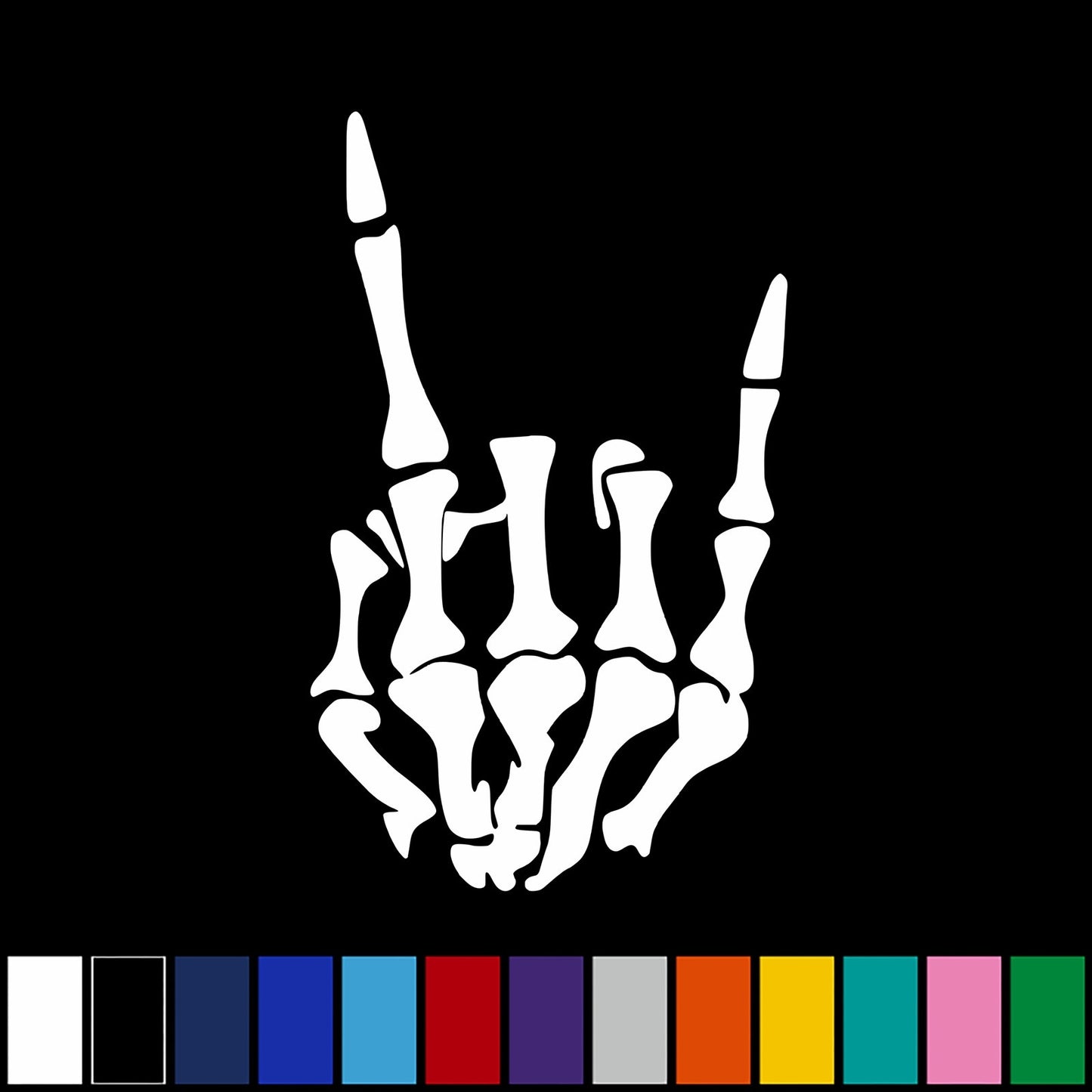 New Hot Skeleton Metal Horns Rock On Vinyl Decal Sticker Funny Car Truck Window Cooler