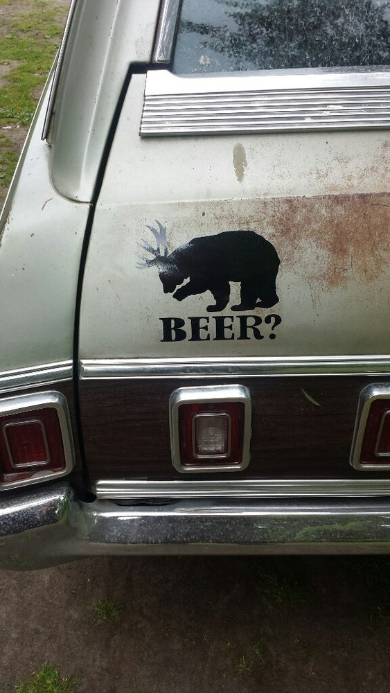 New Fashion   Funny Wall Car Suv Truck Window Bumper Hunting Drink Bear+Deer=Beer? Vinyl  Decal Sticker