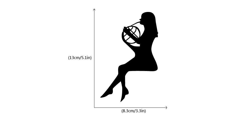 New Brand  3 Pcs  Girl Playing French Horn Vinyl Sticker Laptop Sticker Light Switch Sticker  Wall Sticker