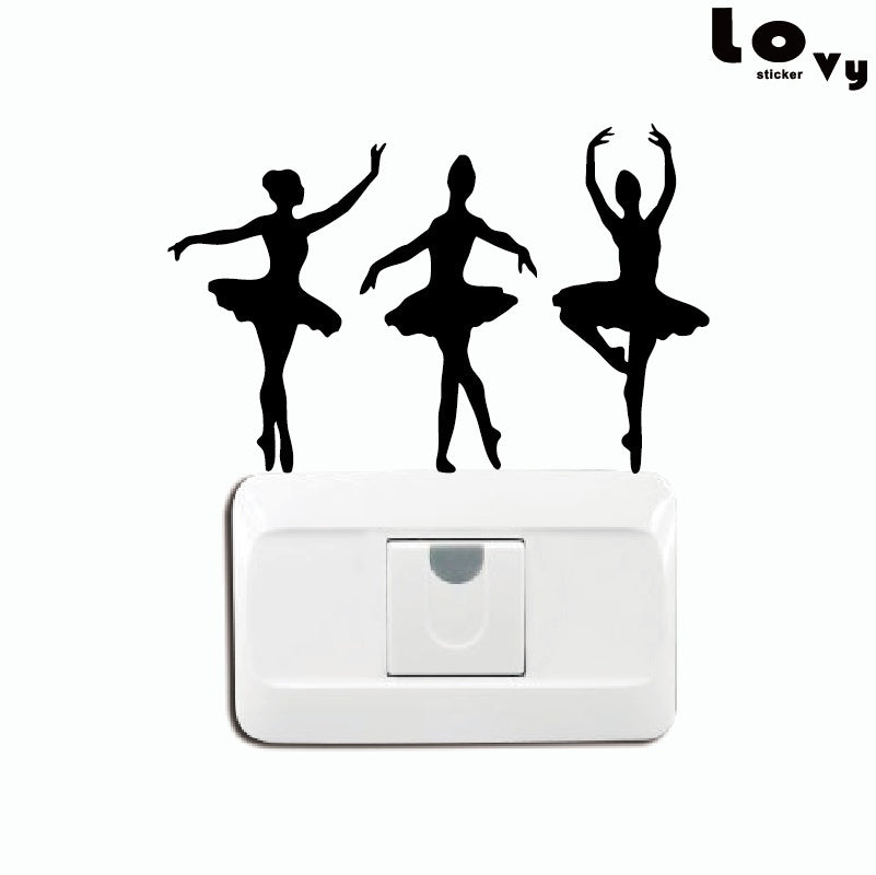 2018 NEW   1 set  Ballerinas Vinyl Light Switch Sticker laptop sticker Ballet Dancer Wall Sticker Home Decor