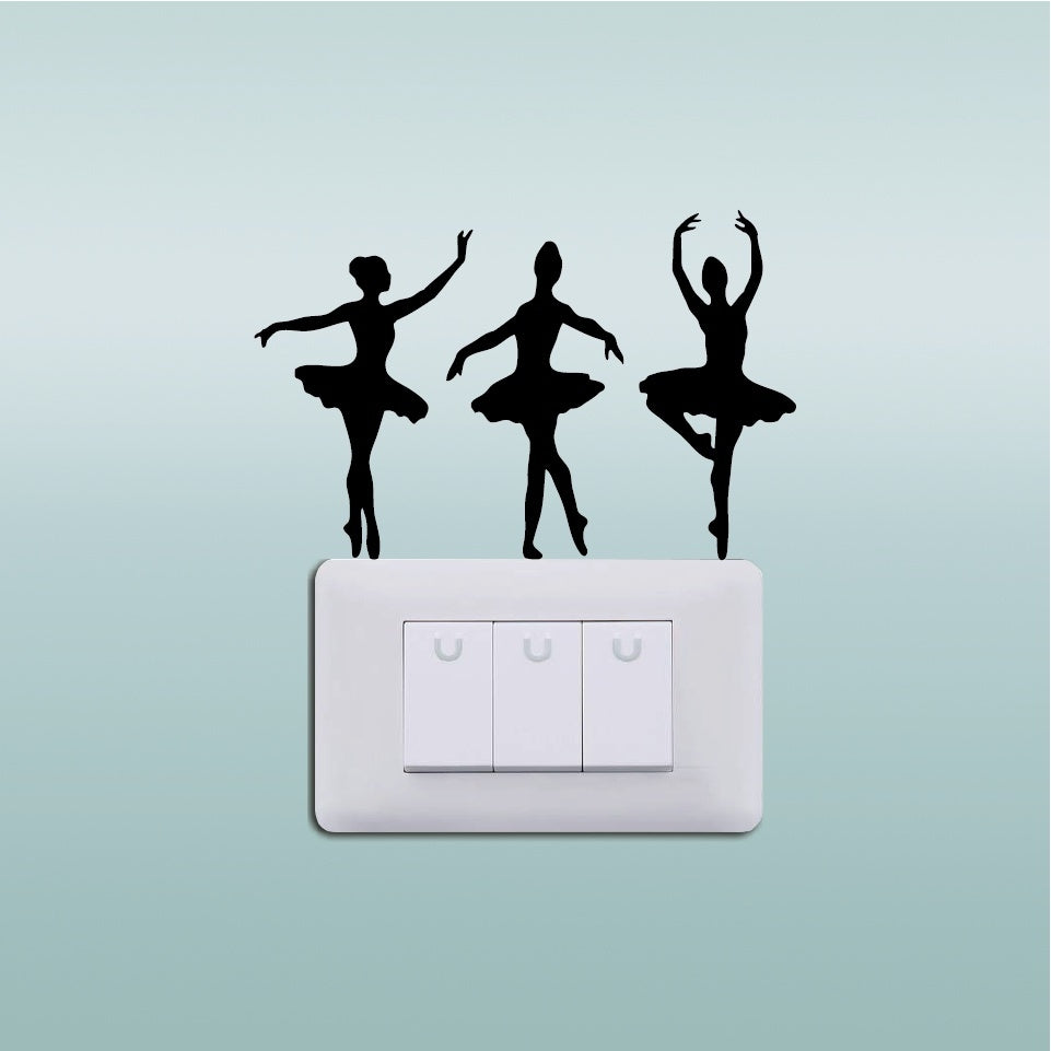2018 NEW   1 set  Ballerinas Vinyl Light Switch Sticker laptop sticker Ballet Dancer Wall Sticker Home Decor