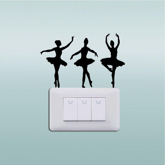 2018 NEW   1 set  Ballerinas Vinyl Light Switch Sticker laptop sticker Ballet Dancer Wall Sticker Home Decor