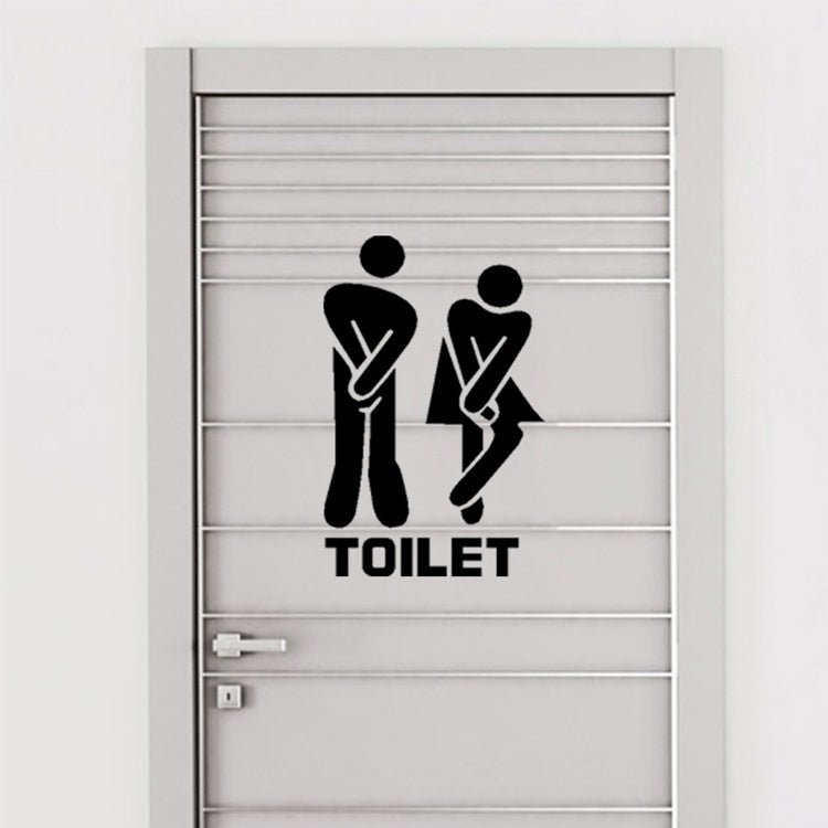 New Hot Removable Bathroom Toilet Entrance Sign Wall Stickers Public Lavatory Decals Art Stickers (Color: Black)