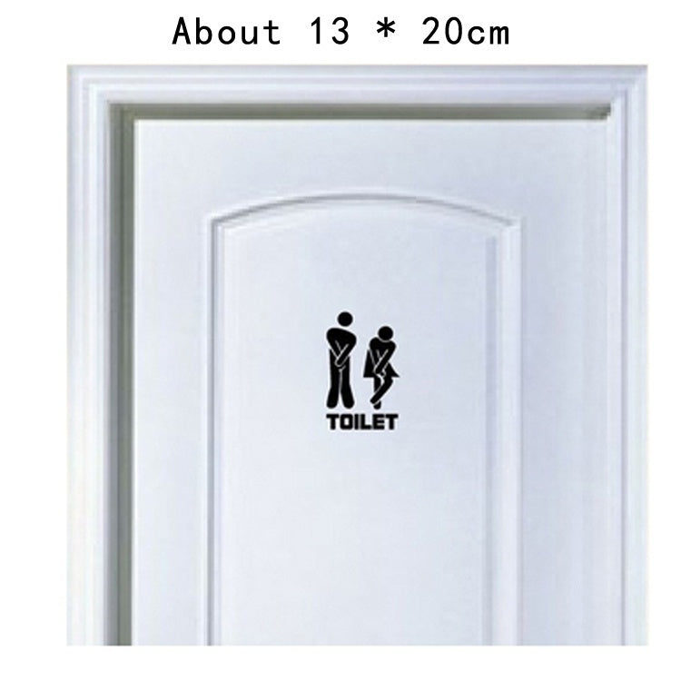 New Hot Removable Bathroom Toilet Entrance Sign Wall Stickers Public Lavatory Decals Art Stickers (Color: Black)