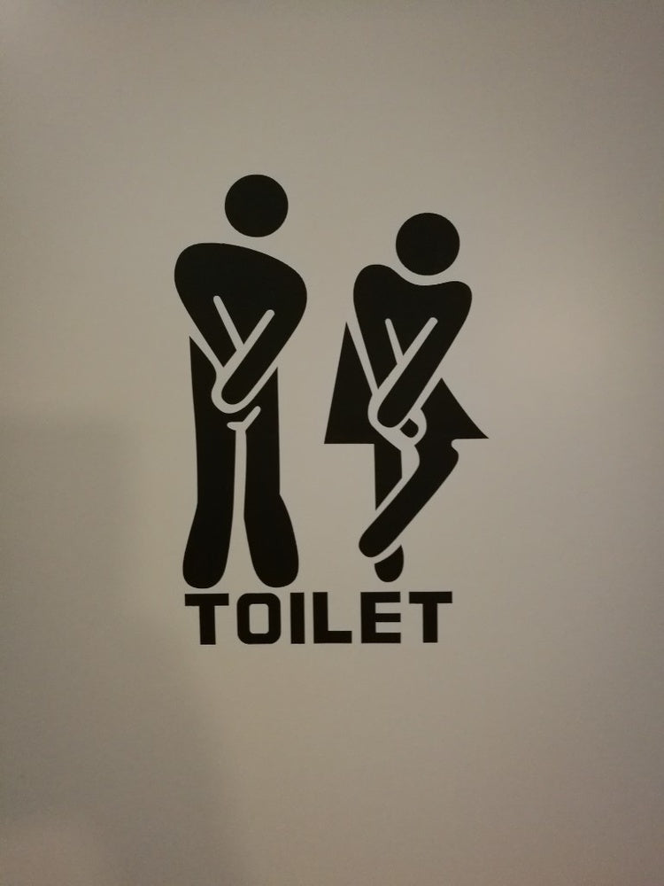 New Hot Removable Bathroom Toilet Entrance Sign Wall Stickers Public Lavatory Decals Art Stickers (Color: Black)