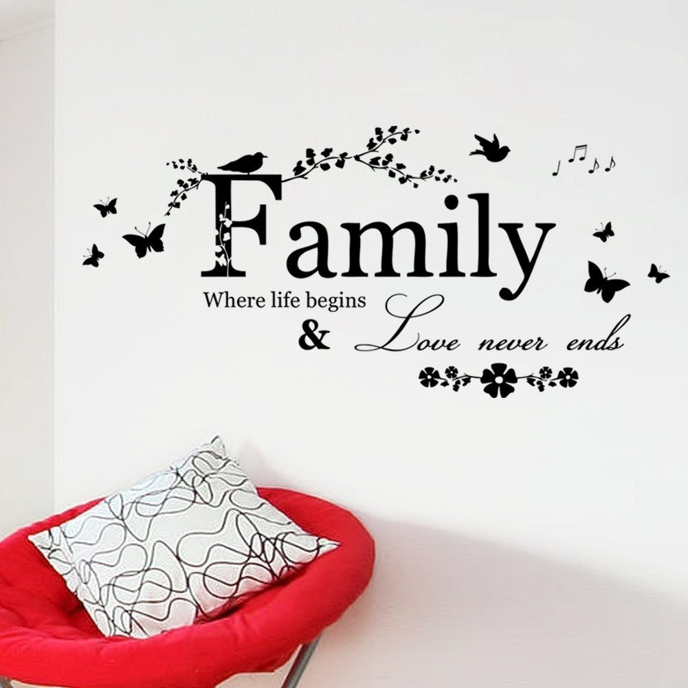 High-quality   Family Wall Sticker House Living Room Wall Decor Stickers Quotes Love Never Ends Flower Wall Paper